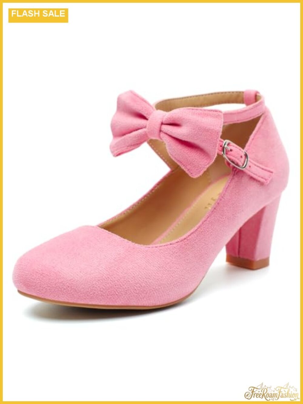 Women's Bow Mary Jane Pumps Round Toe Block Heel Dress Shoes